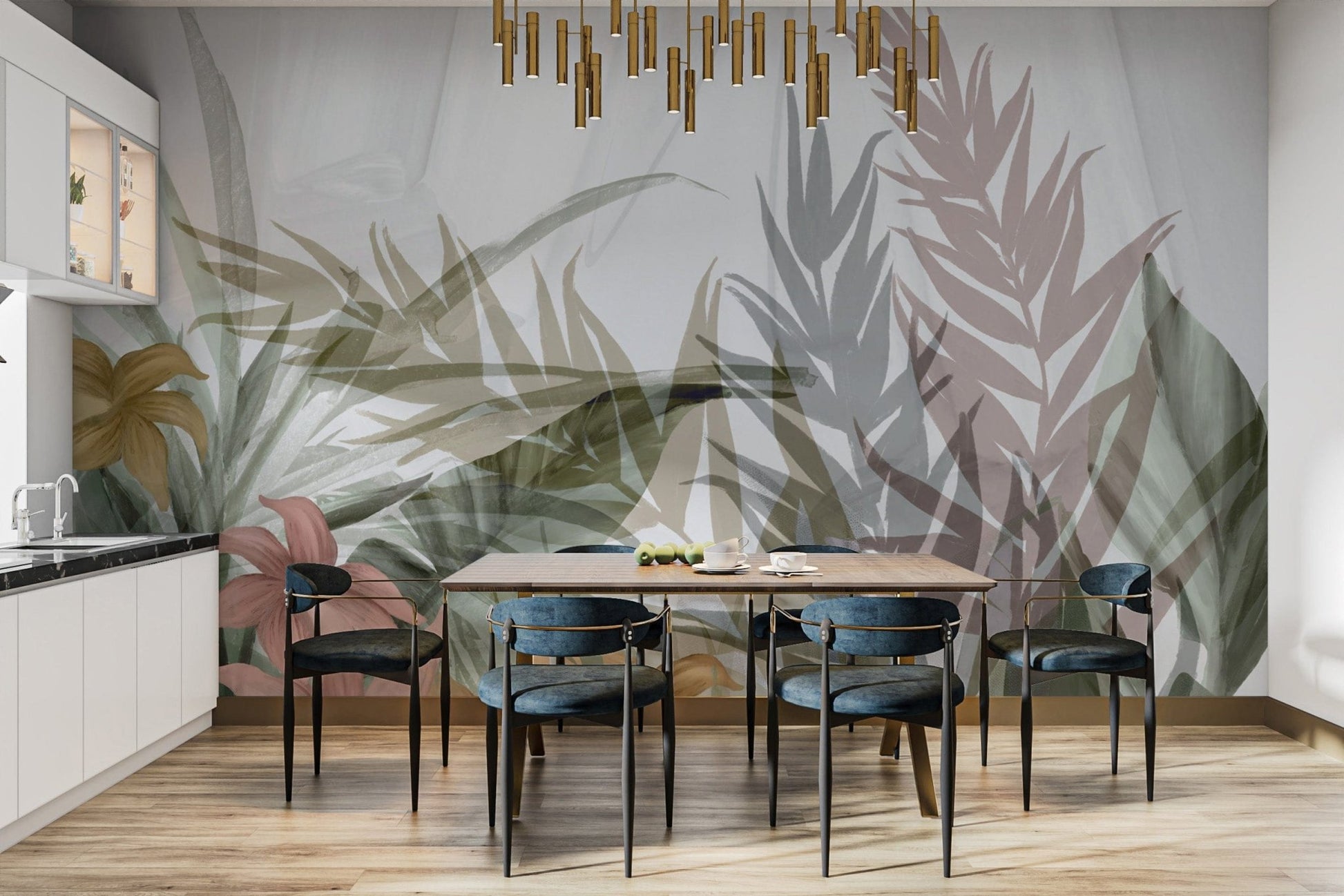 Watercolor tropical foliage wall print
