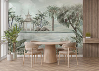 Watercolor Tropical Riverbank Wallpaper Mural - Giffywalls