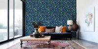Decorative botanical wallpaper with soft violets and leafy stems GD9206