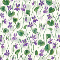 Light floral wallpaper with trailing violet stems and fresh greenery, GD9205