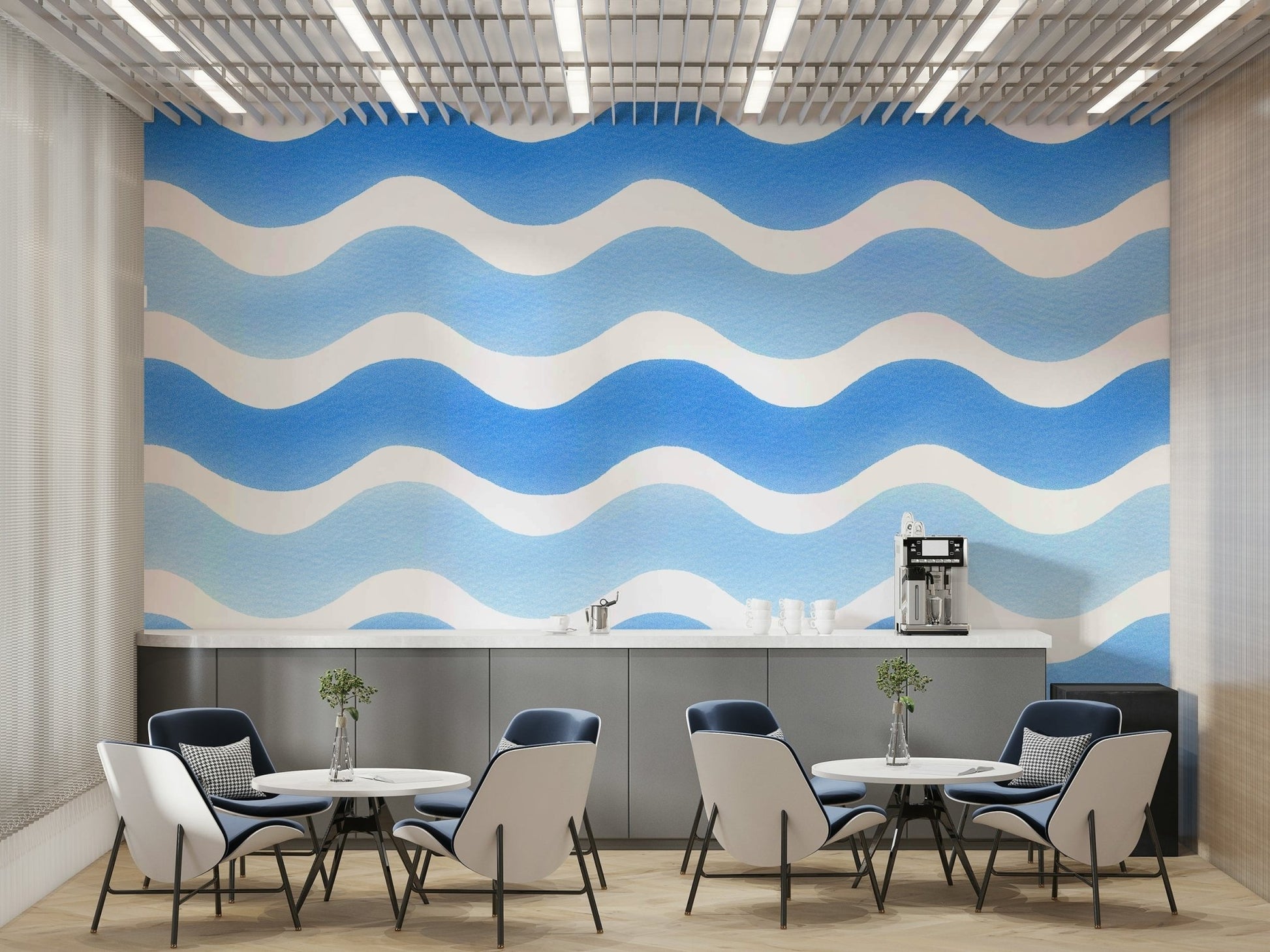 Flowing brushstroke wallpaper in blended tones

