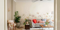 Colorful wildflower watercolor mural for bedroom

