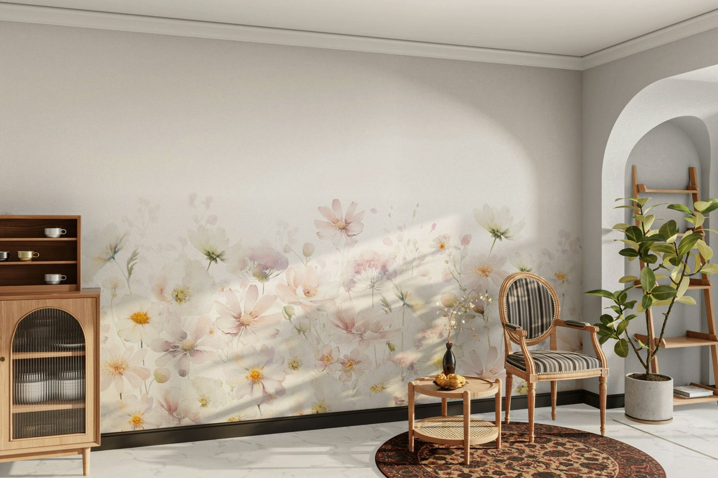 Artistic watercolor wildflower design wall mural

