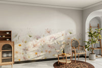 Artistic watercolor wildflower design wall mural


