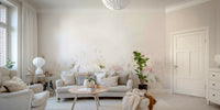 Delicate wildflower watercolor mural with natural tones

