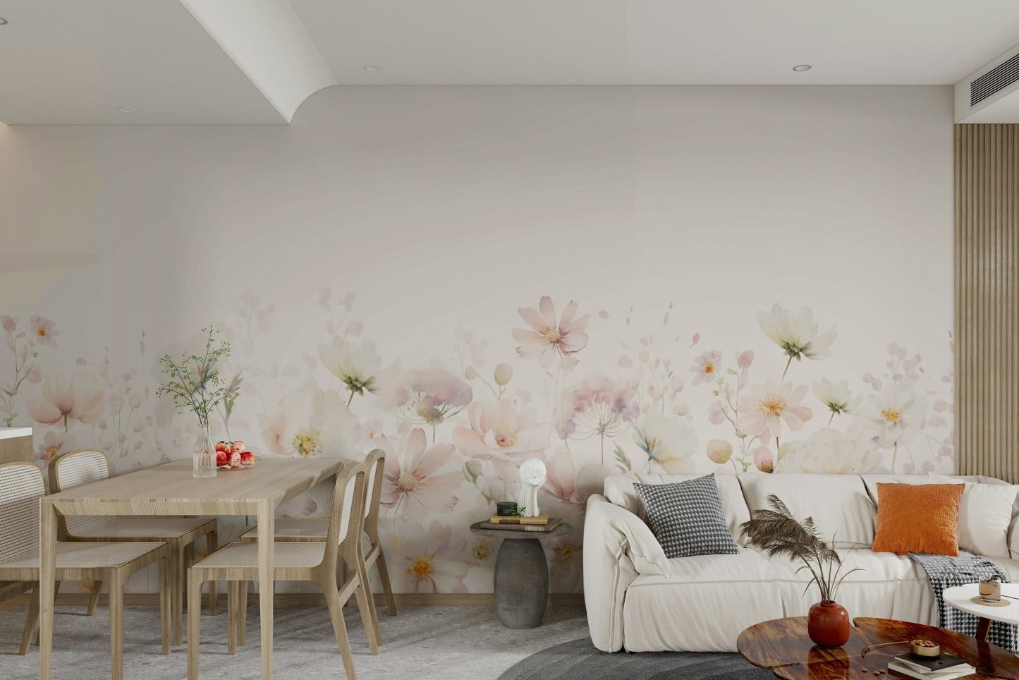 Elegant wildflower mural in watercolor technique


