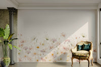Watercolor wildflower mural for calming room vibe

