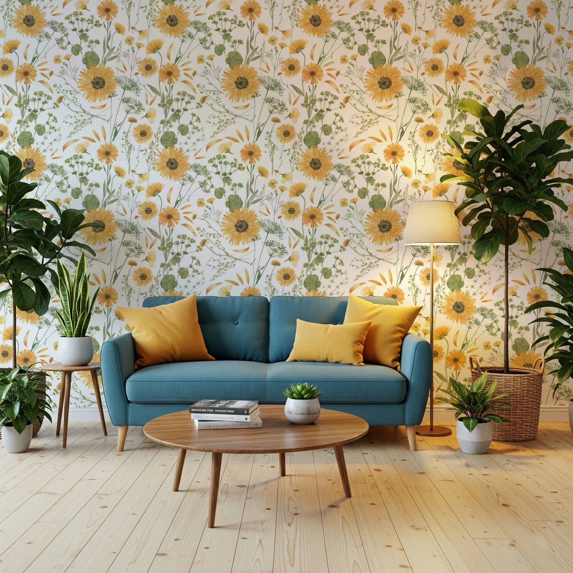 Watercolor Wildflower Dream wallpaper, lush botanical wall art., GD7160