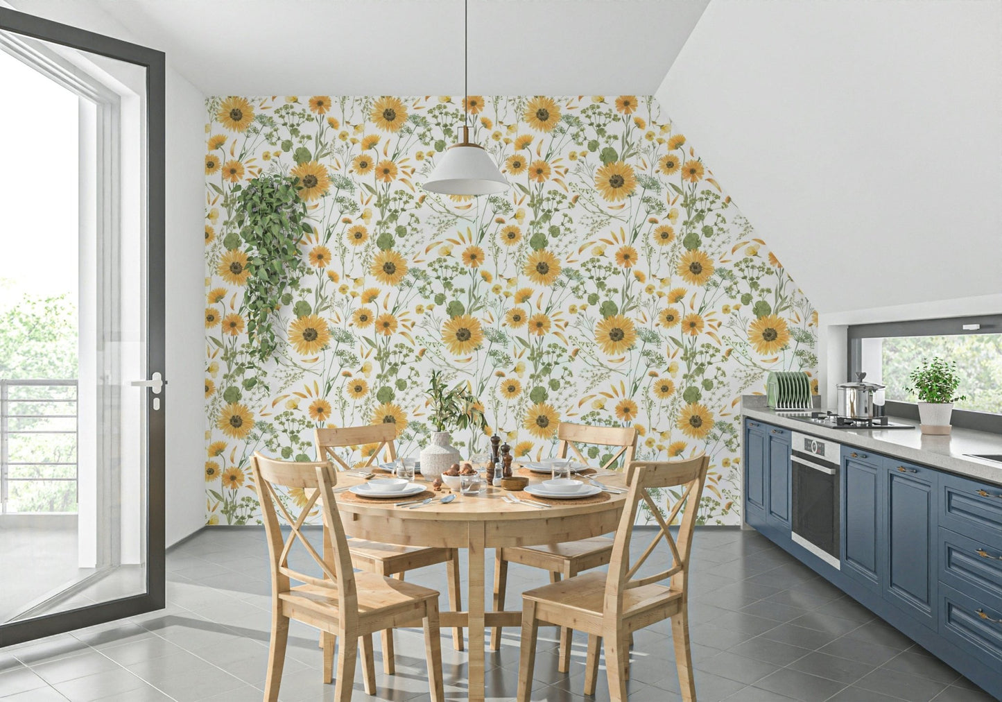 Watercolor Wildflower Dream wall mural, elegant nature inspired print.