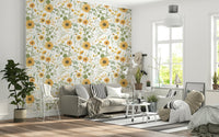 Watercolor Wildflower Dream wall covering, beautiful hand-painted design.