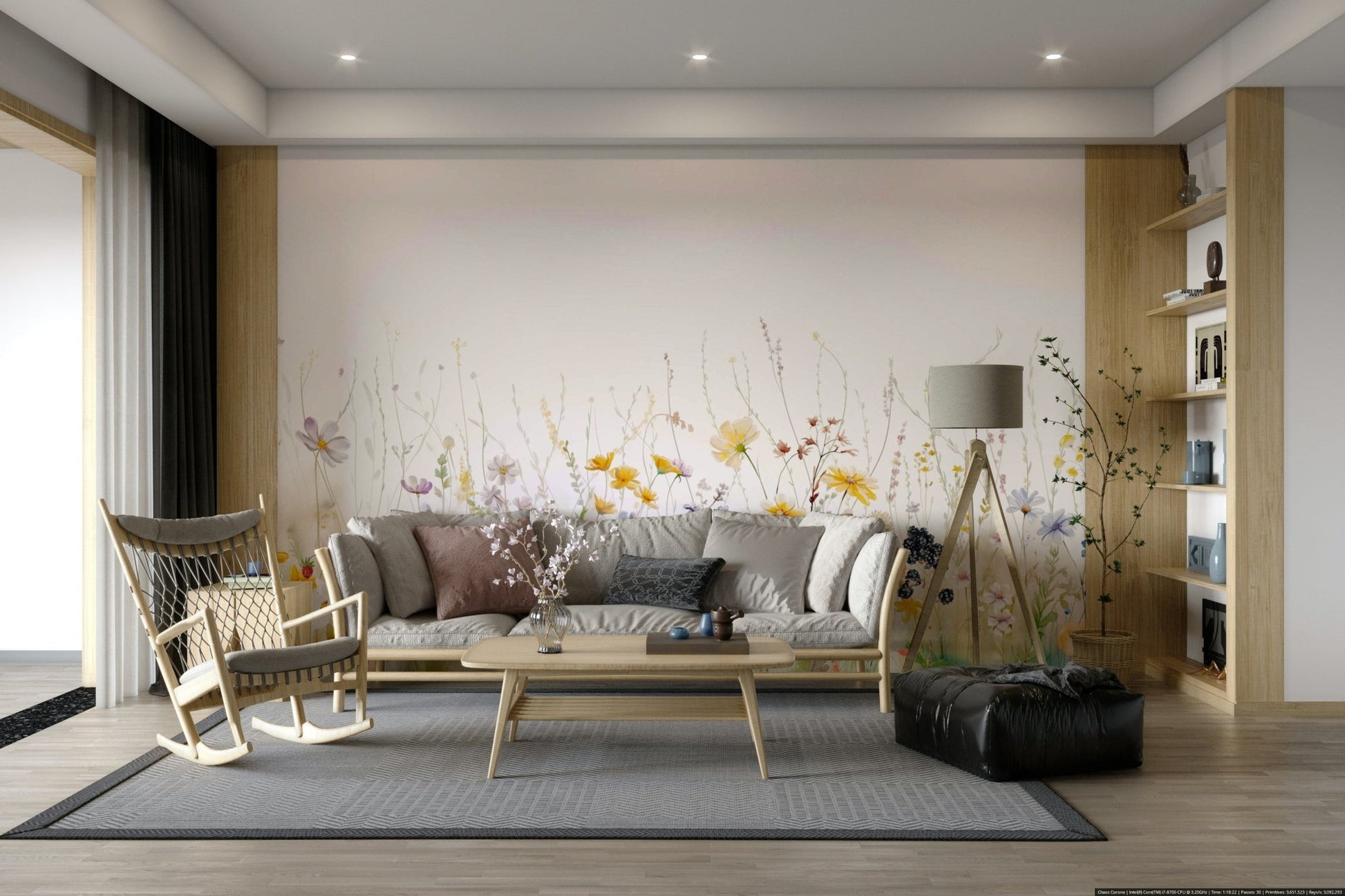 Floral watercolor wildflowers for modern interiors