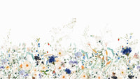 Wildflower meadow mural for walls in delicate watercolor

