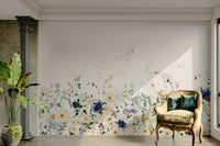Hand-painted watercolor wildflower mural for living room

