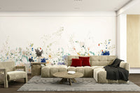 Nature-inspired wildflower watercolor mural for home

