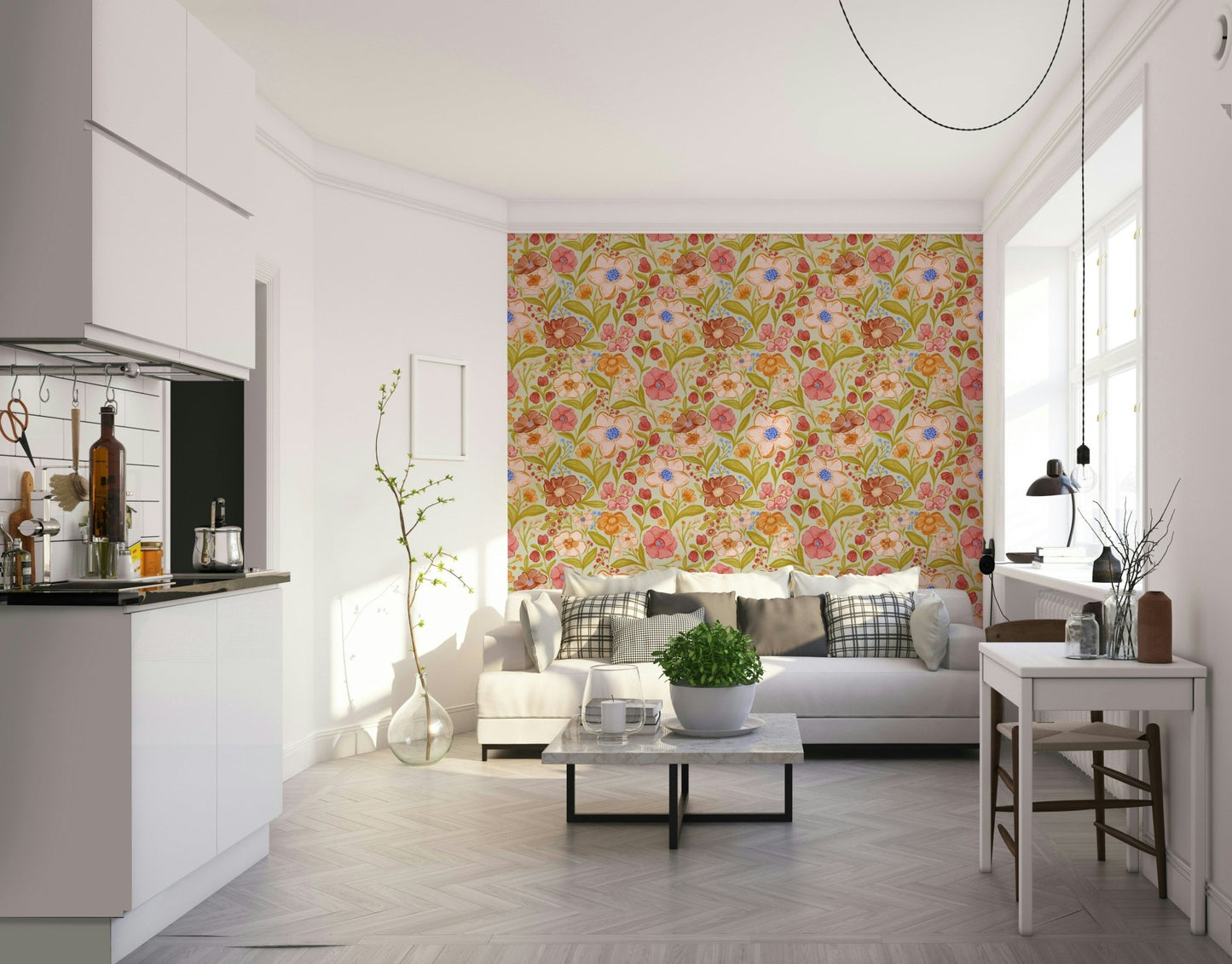 Pastel wildflower wallpaper design

