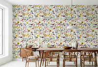 Delicate Wildflower pattern wallpaper for walls. Artistic beauty.