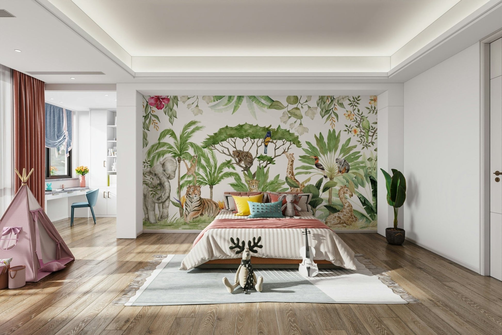 Stunning watercolor wildlife scene for room design, GD1235