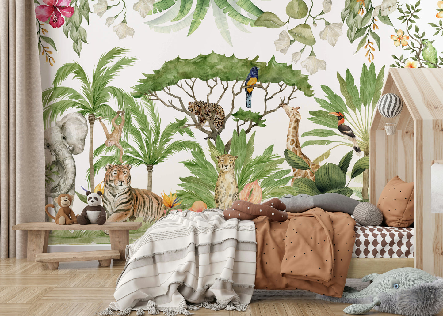 Beautiful wildlife oasis with vibrant animals

