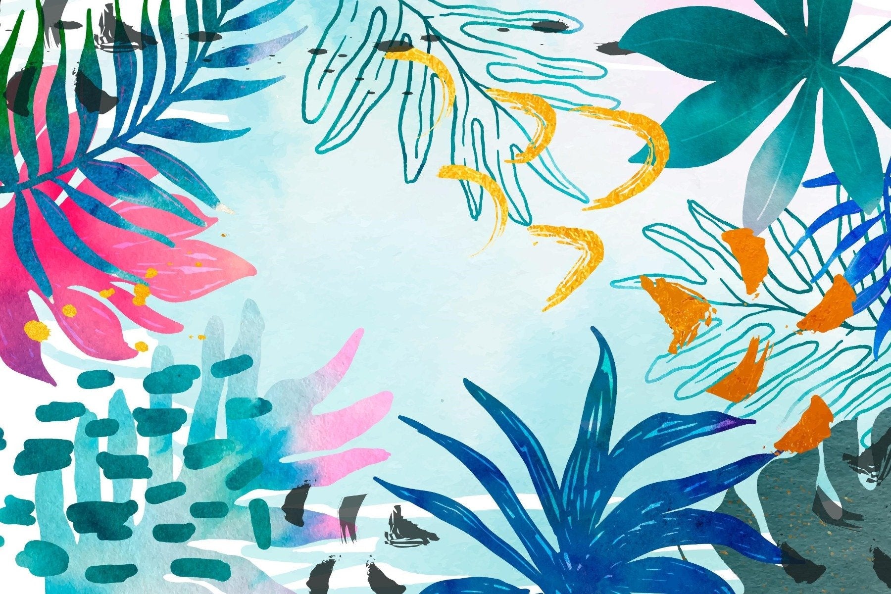 Summer Watercolors Wallpaper Mural