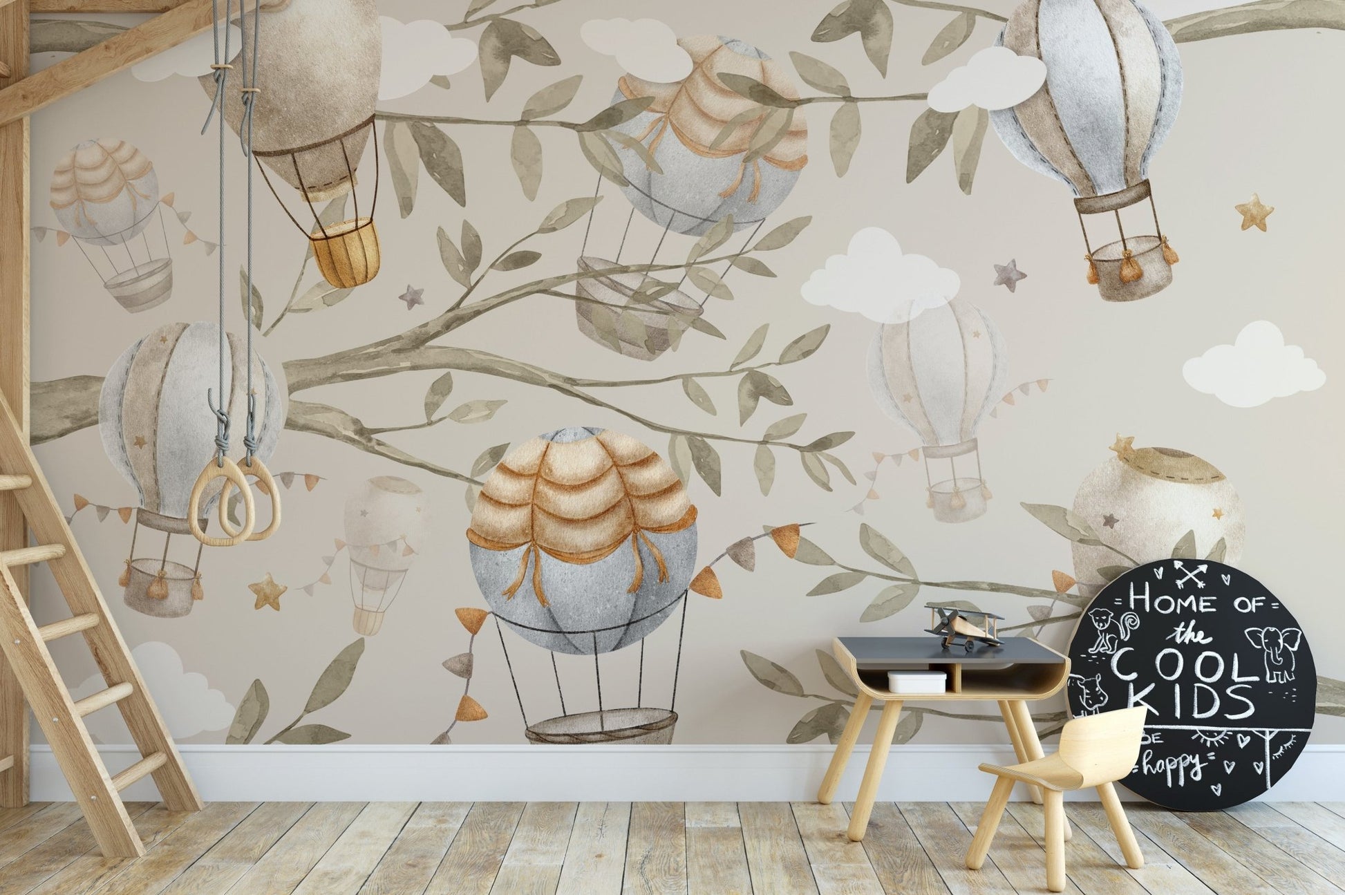 Watercolour Air Balloon Wall Mural - Giffywalls, C150