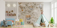 Kids room wallpaper featuring hot air balloons in watercolor, C150