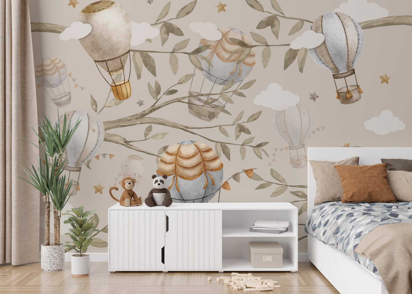 Watercolour Air Balloon Wall Mural - Giffywalls, C150