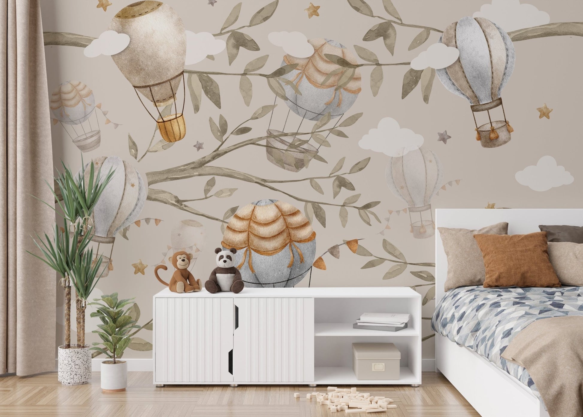 Watercolour Air Balloon Wall Mural - Giffywalls, C150