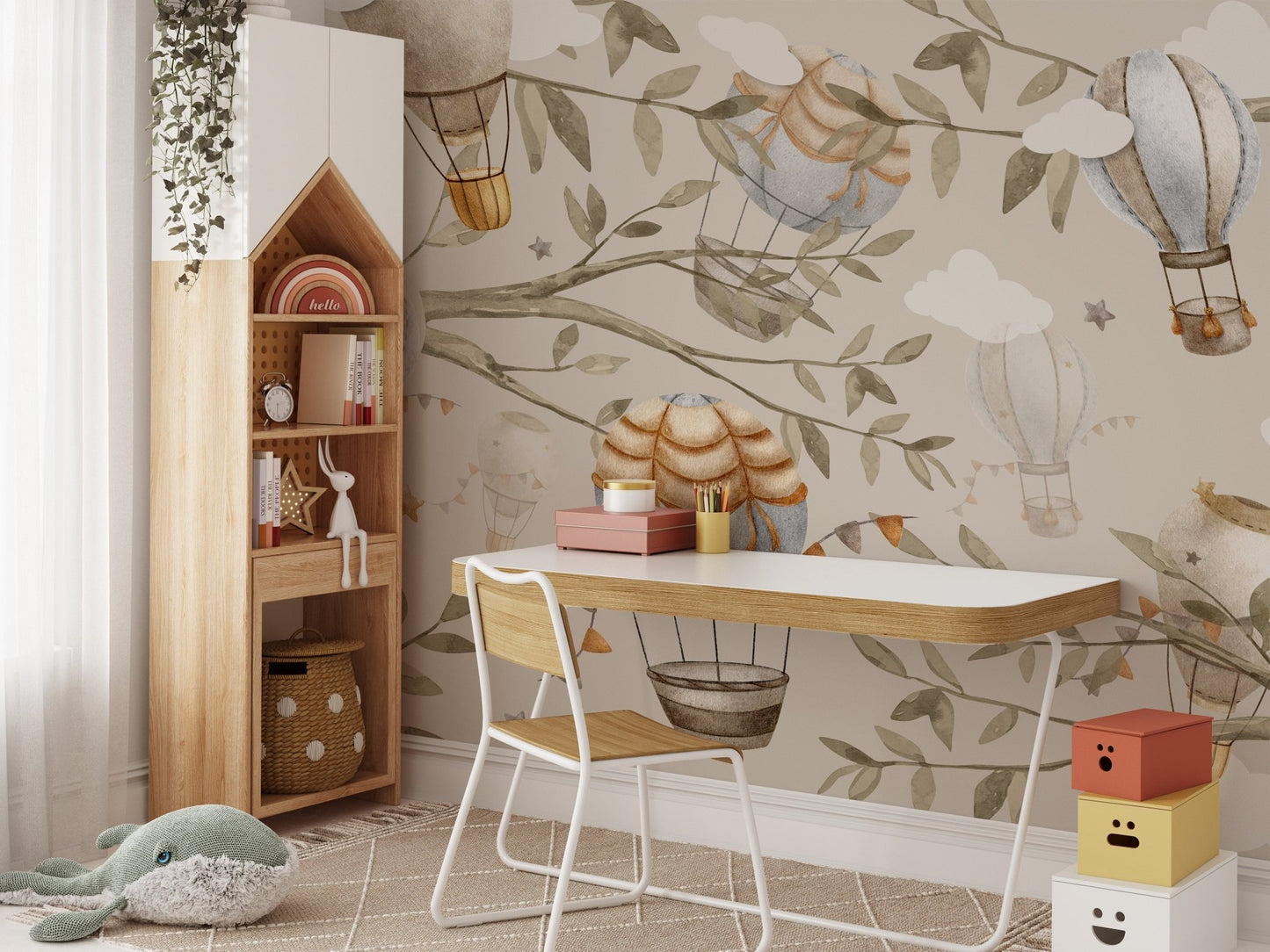 Watercolour Air Balloon Wall Mural - Giffywalls, C150