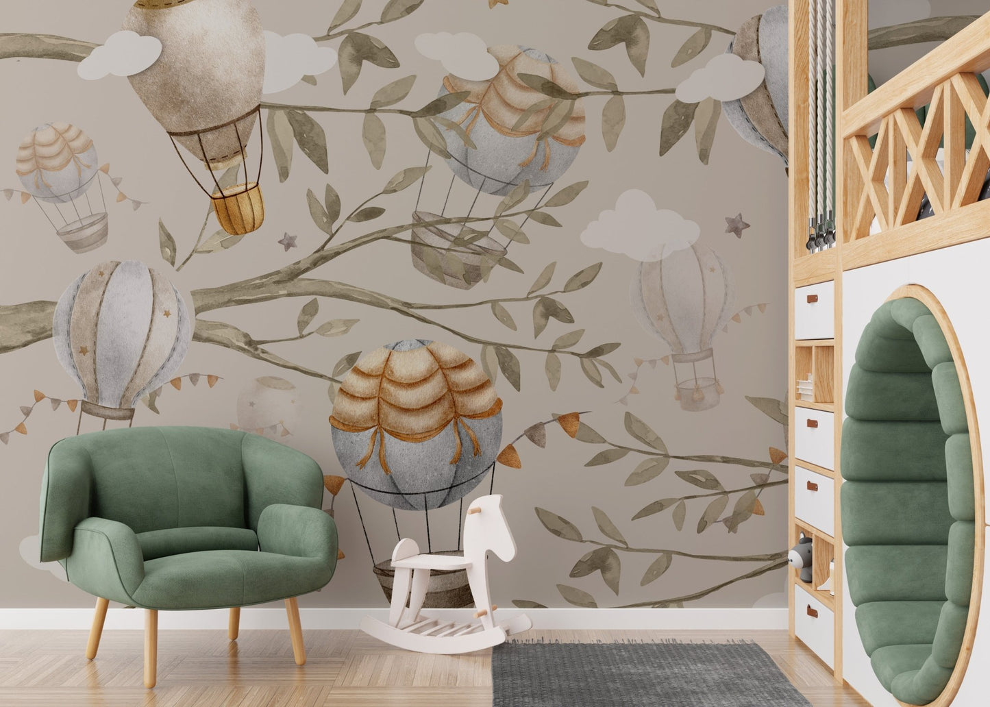 Watercolour Air Balloon Wall Mural - Giffywalls, C150