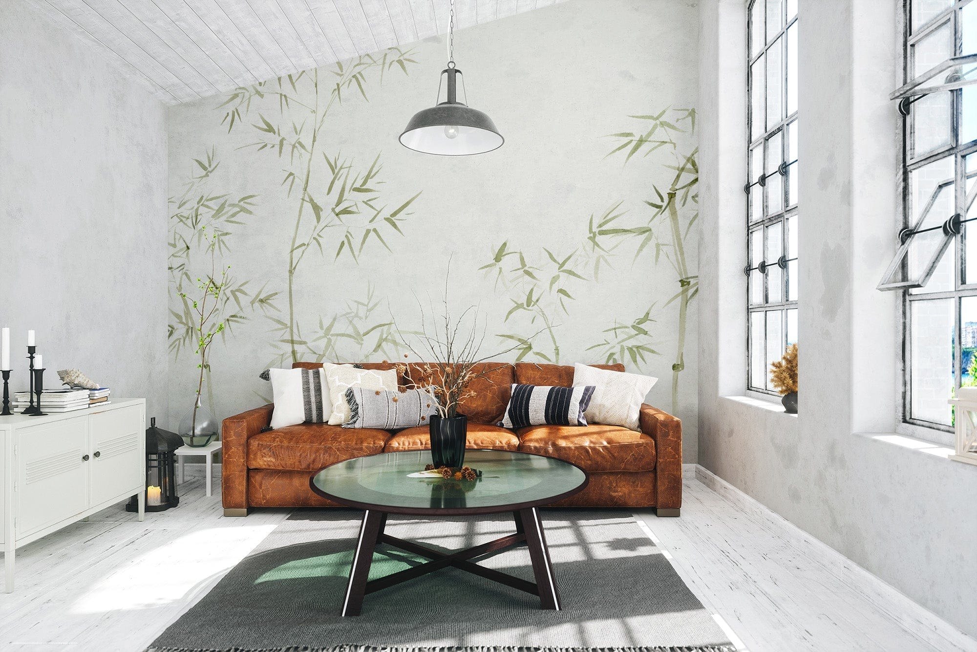 Watercolor Bamboo Tree Wallpaper Mural C490