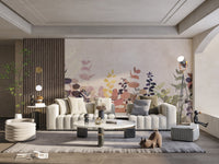 "Watercolor leaves wallpaper in warm hues"
