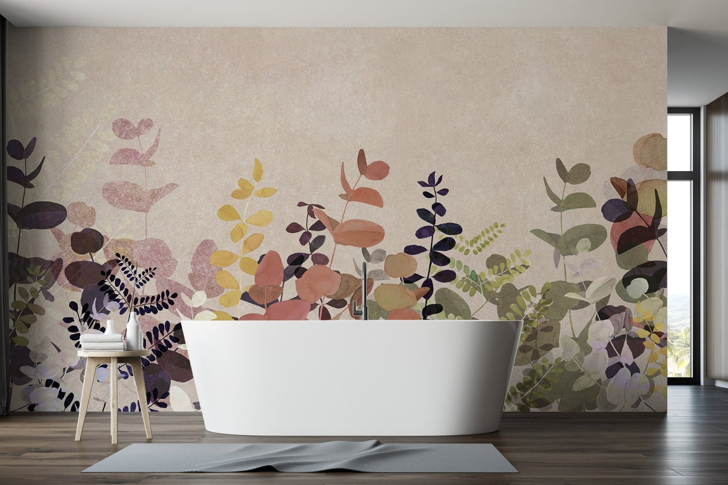 "Elegant botanical wallpaper with foliage"
