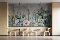 Boho-style watercolor cactus wallpaper
