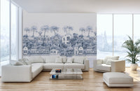 Serene coastal landscape watercolor wallpaper