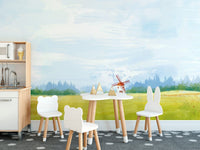Watercolour Countryside Green Garden Wallpaper - Giffywalls Forest-05