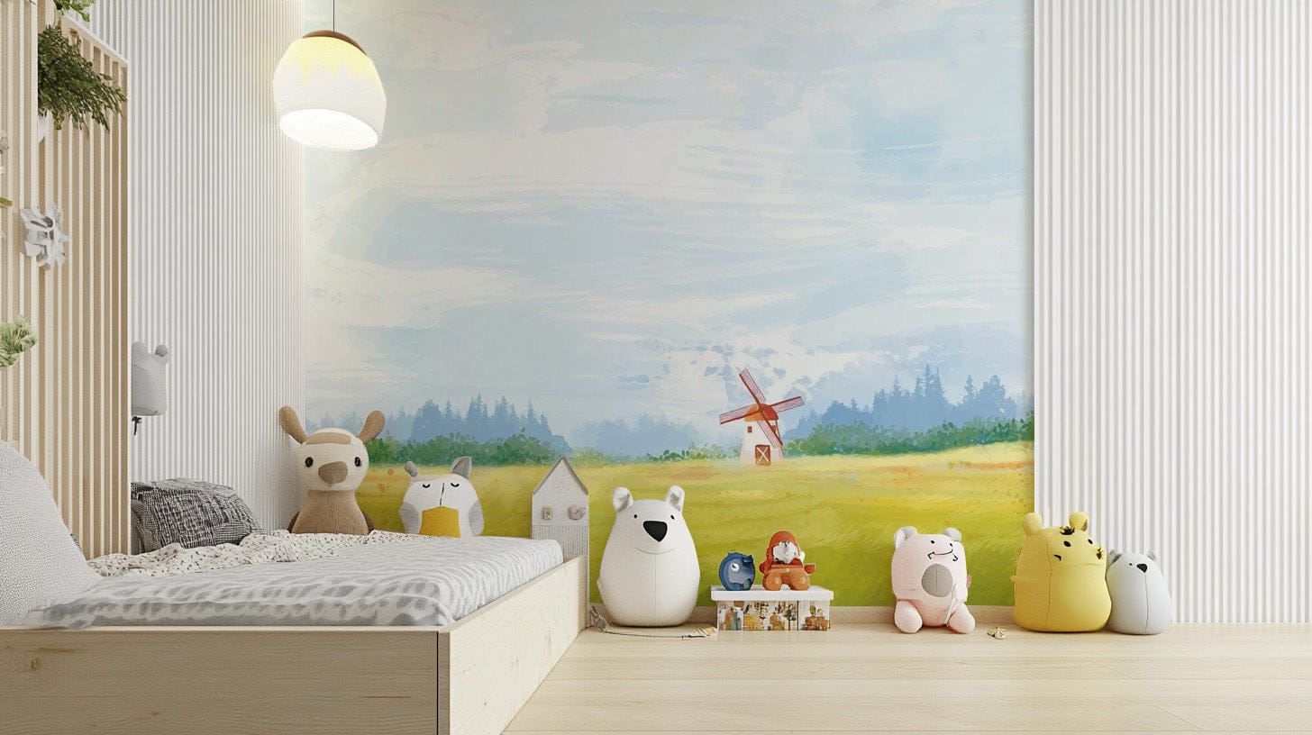 Watercolour Countryside Green Garden Wallpaper design Forest-05
