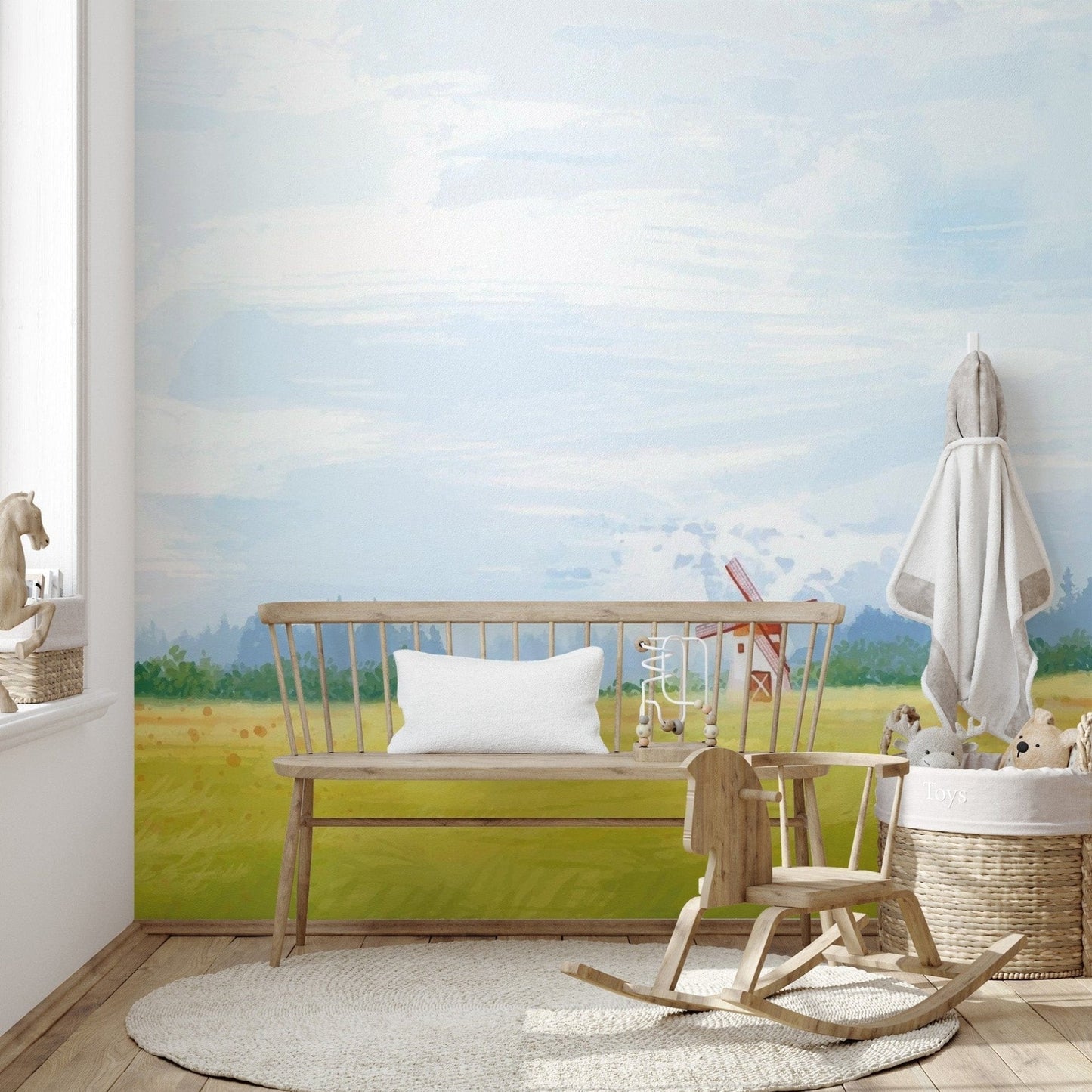 Watercolour Countryside Green Garden Wallpaper - Giffywalls Forest-05