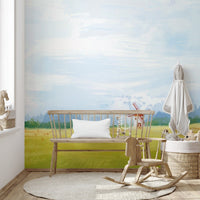 Watercolour Countryside Green Garden Wallpaper - Giffywalls Forest-05