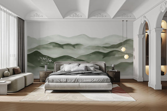 Watercolour Green Mountain Wallpaper C511
