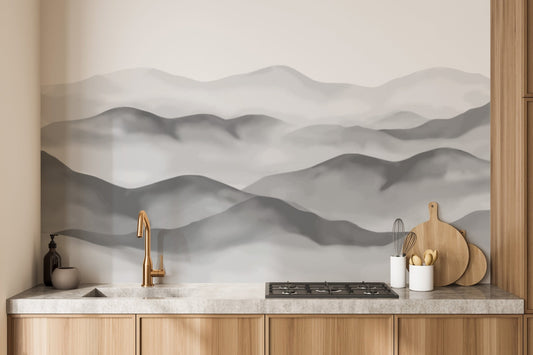 Watercolor Grey Mountain Wallpaper C512