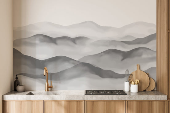 Watercolor Grey Mountain Wallpaper C512