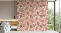 Quixotic Hearts wall mural, opaline colors, charming love panache.