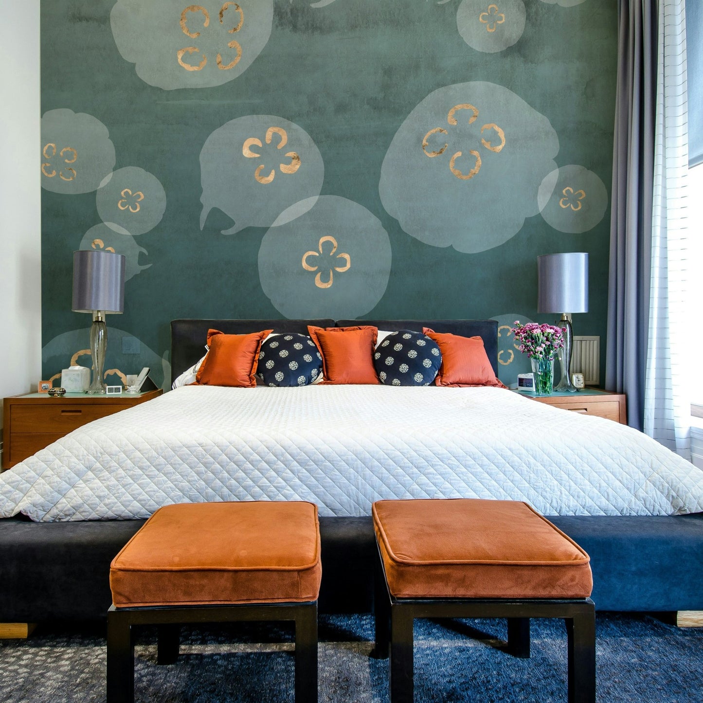 Jellyfish watercolor art with petrol blue shades

