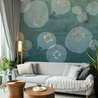 Jellyfish wall art in calming petrol watercolour hues

