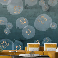 Beautiful jellyfish mural with petrol color palette

