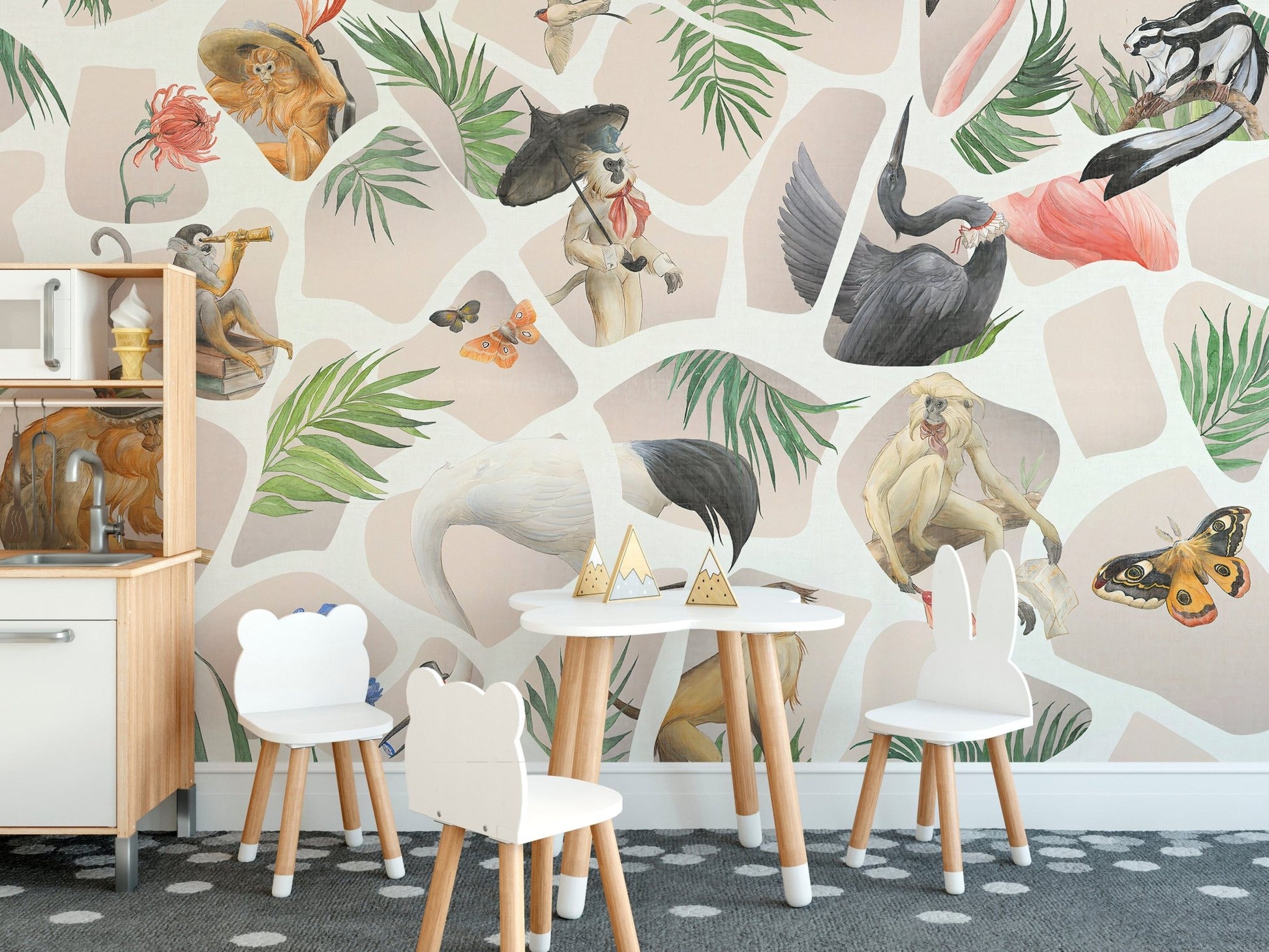Watercolour wildlife wall mural

