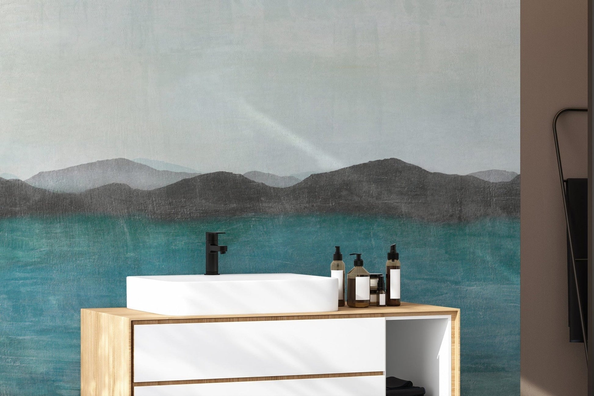 Artistic watercolor mountain wallpaper
