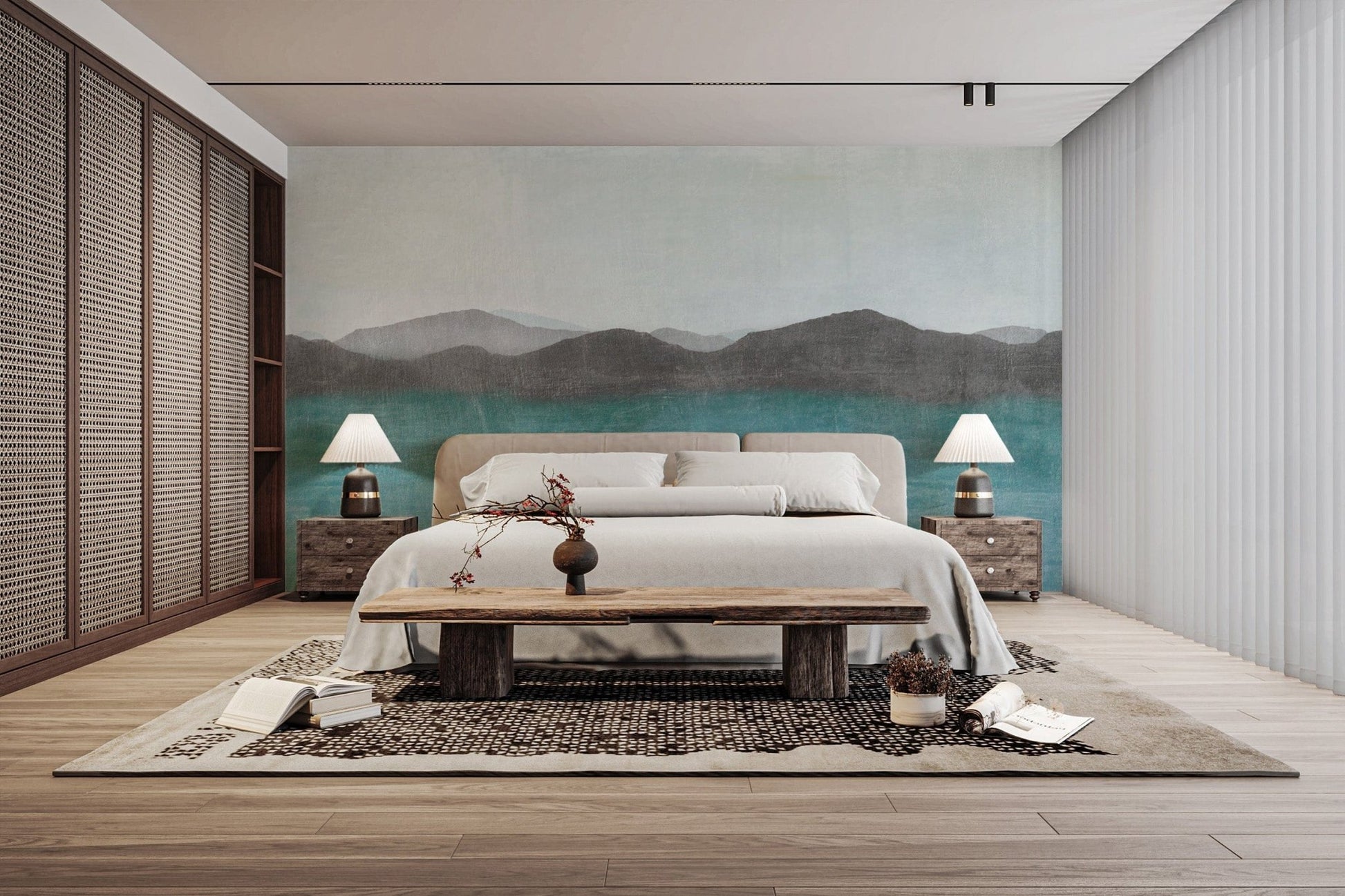 Watercolor nature-inspired wall mural
