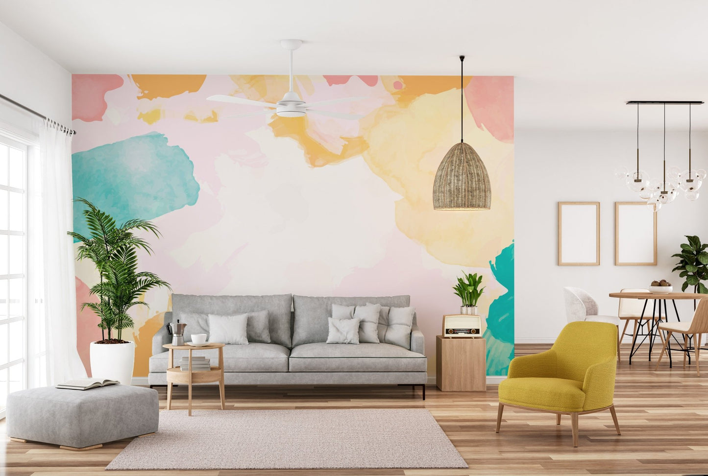 Modern watercolor shades wall design
