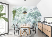 Stunning watercolour tropical jungle wallpaper mural C550
